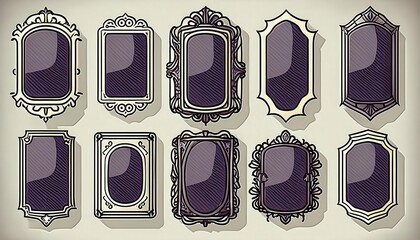 Silhouette Line Badge Collection - set of blank badge shapes in silhouette line style isolated. Graphic art illustration