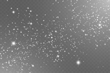 Wall Mural - star and dust  on the transparent background. beautiful fine dust rising into the air.  Vector stock isolated illustration. Christmas background of shining dust. Christmas glowing light confetti