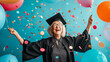© gerson - Mujer Graduándose Rodeada de Globos y Confeti