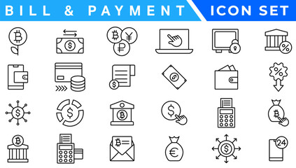 Poster - Bill And Payment Method icon. Bill Pay, Cash Wallet, Quick Pay, Card Swipe, Easy Bills, Pay Right, Digital Cash, Secure Pay, Bill Ease, Coin Wallet