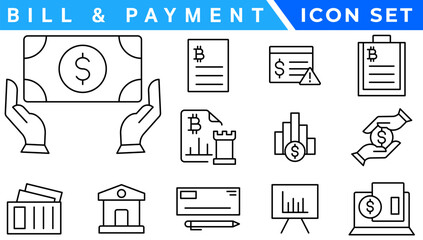 Poster - Bill And Payment Method icon. Bill Pay, Cash Wallet, Quick Pay, Card Swipe, Easy Bills, Pay Right, Digital Cash, Secure Pay, Bill Ease, Coin Wallet