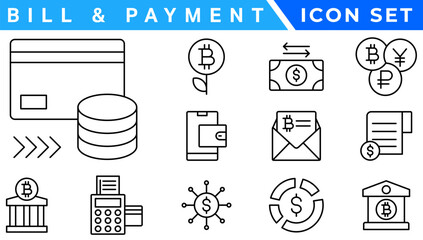 Poster - Bill And Payment Method icon. Bill Pay, Cash Wallet, Quick Pay, Card Swipe, Easy Bills, Pay Right, Digital Cash, Secure Pay, Bill Ease, Coin Wallet
