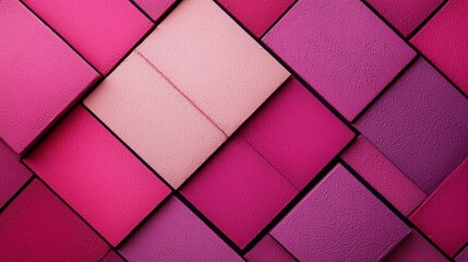 Poster - Modern pink tile background with shadows creates a mesmerizing geometric pattern, perfect for stylish interior decor, business presentations, or creative projects