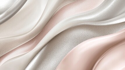 Poster - Smooth elegant silver and pink colored waves are forming an abstract luxury background with a wavy pattern and an elegant texture