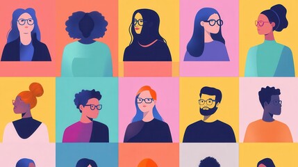 Fototapete - A group of diverse people is focused on their screens while collaborating in a bright, modern workspace environment. Generative AI