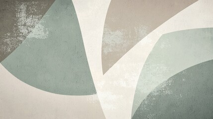 Poster - Modern and stylish abstract background featuring overlapping rounded shapes in green and beige tones, creating a sense of depth and sophistication