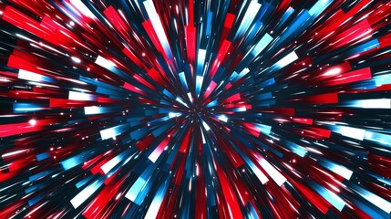 Poster - Vibrant streaks of red, white, and blue light converge on the horizon, creating a dynamic and futuristic energy. Perfect for projects needing a modern feel