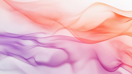 Poster - Abstract colorful wave background with flowing transparent lines in orange and purple hues creating a sense of movement and fluidity