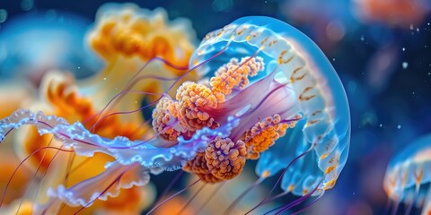 Canvas Print - Low POV view of Rhopilema nomadica jellyfish