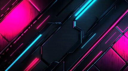 Poster - This abstract image features a futuristic background with glowing lines, geometric shapes, and a dark, metallic texture. It evokes a sense of technology, innovation, and the future