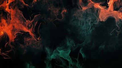Poster - Abstract background with red and green smoke mixing and swirling against a black backdrop, creating a vibrant and dynamic composition