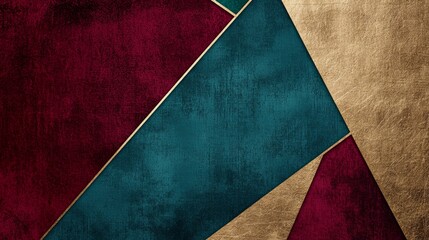 Poster - Abstract textured background in teal and burgundy with gold lines, creating a luxurious and elegant design. Ideal for projects that require a touch of sophistication and style