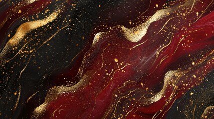 Poster - Mesmerizing liquid marble texture with gold dust splatter, blending elegant colors. Adds luxury and sophistication to any project. Perfect for modern designs and festive celebrations