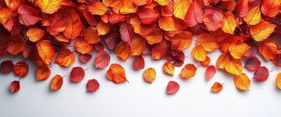 Wall Mural - Autumn leaves on a white background