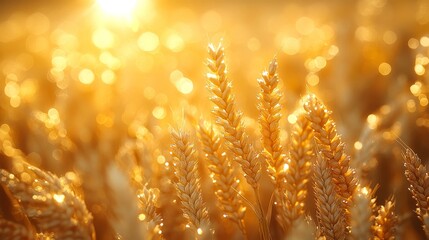 Sticker - Golden wheat field bathed in warm sunlight, creating a bokeh effect in the background