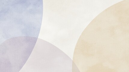 Poster - Soft pastel circles overlap, creating a trendy, minimalist background with textured effect in beige, blue, brown, gray, white, purple, ecru, cream, off white, and lavender hues