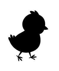 black silhouette of a little chick isolated on white