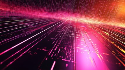 Poster - Abstract background showing a futuristic data stream made of digital information flowing through cyberspace with glowing lines
