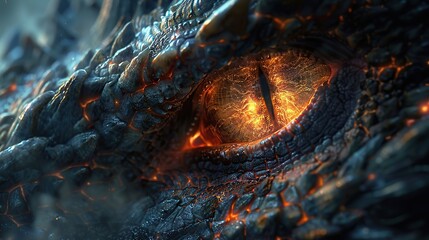 Canvas Print - Close-up of a Dragon's Eye Burning with Intensity