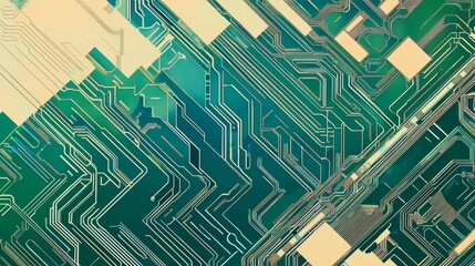 Poster - Mesmerizing close-up view of a circuit board, showcasing intricate processors and components in vibrant green, capturing technology's essence with a futuristic touch