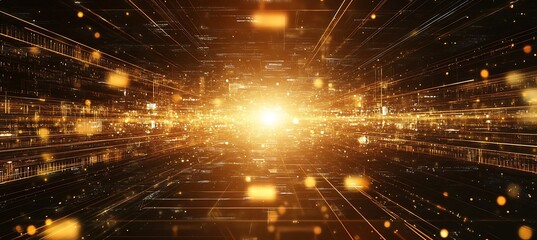 Poster - A modern, abstract tech background with glowing lines and a central text space