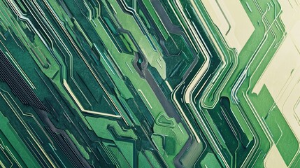 Poster - Abstract green and beige circuit board with a diagonal pattern is making a perfect background for any project requiring a futuristic look
