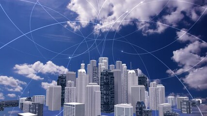Wall Mural - network city communication technology business cg background