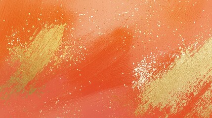 Canvas Print - Vibrant orange background with gold and white paint specks, perfect for festive designs. Versatile for weddings, birthdays, and more. Adds glamour and joy to your projects