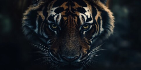 A closeup of a tiger's eyes. Stock photo