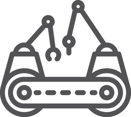 Poster - Conveyor production symbol. Hydraulic manipulator line icon