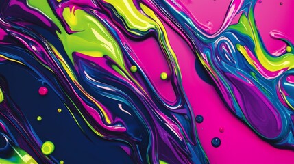 Poster - Abstract colorful paint mixing together forming swirls and bubbles. Perfect for a background image or for a project about colors, painting or art in general