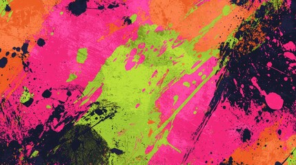 Poster - Abstract background with a grunge texture created with pink, green, orange and blue paint splashed on a textured canvas