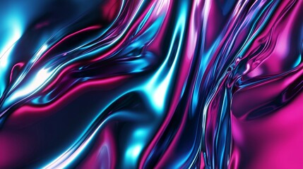 Poster - Abstract liquid mercury background, reflecting blue and purple colors, with a smooth and shiny surface. Perfect for any project needing a touch of elegance and modernity