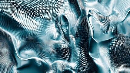 Poster - Abstract background with wavy pattern, formed by silver metallic dots and lines, creating a futuristic and elegant design