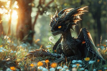 Canvas Print - Dragon in a Meadow