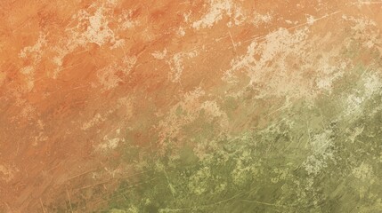 Wall Mural - This abstract grunge texture background displays a blend of orange and green colors, creating a visually appealing design with a distressed and weathered appearance