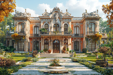 Canvas Print - A lavish, luxurious mansion with opulent decor contrasted with a dilapidated, rundown building showing signs of neglect. Concept of wealth and poverty.