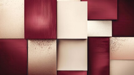 Poster - Metallic cubes in a modern pattern are creating an abstract background with gold and red colors. The different textures create a luxury feel