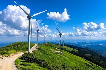 Aufkleber - Clean energy development and expansion are captured in a realistic photo of a large-scale wind farm in the process of being built