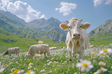 Poster - Cow in a Mountain Meadow