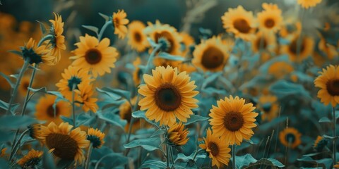 Canvas Print - Natural Beauty of Yellow Sunflower in Summer