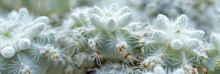 Wall Mural - Close-up of a White Ghost Cactus displaying intricate details and a distinctive structure.