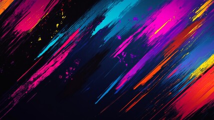Wall Mural - abstract background of colored strokes on a dark background. illustration of colored or neon strokes