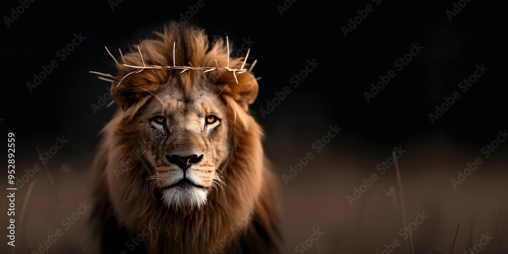Lion with Crown of Thorns on His Head | Powerful Symbol of Strength ...