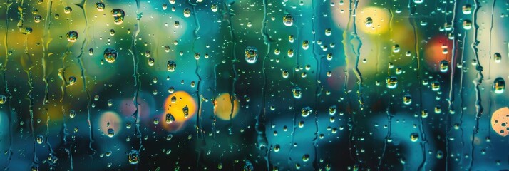 Wall Mural - Raindrops on a glass surface