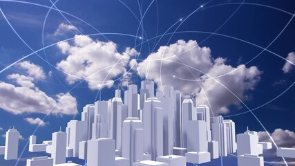 Wall Mural - network city communication technology business cg background