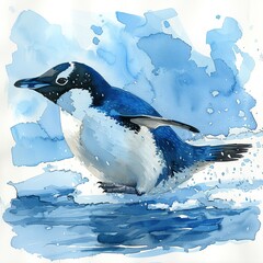 Canvas Print - A Penguin Leaping Out of the Water