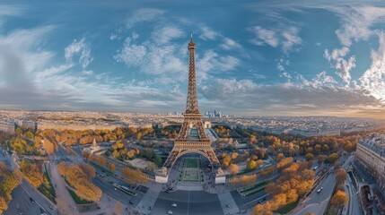 lovely panoramic view of Paris, France's Eiffel Tower 