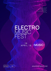 Wall Mural - Party Flyer. Violet Discotheque Set. Pink Dj Magazine. Sound Design. Psychedelic Beat Invitation. Techno Electro Graphic. Festival Invite. Blue Party Flyer