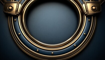 Blue Leather and Gold Trimmed Circular Frame